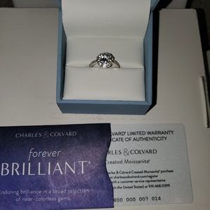 14 k white gold Charles and Colvard ring